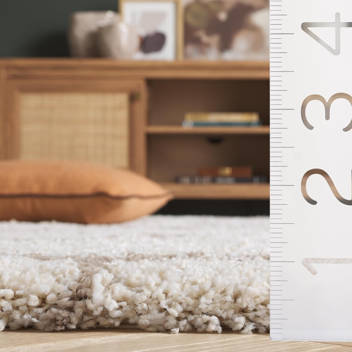 Hudson Shag Collection Runner Rug - 2'3" X 20', Ivory & Beige, Trellis Design, Non-Shedding & Easy Care, 2-Inch Thick Ideal for High Traffic Areas in Living Room, Bedroom (SGH280D)