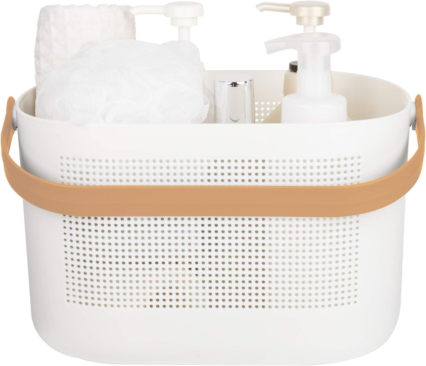 Plastic Storage Baskets with Handles, Shower Caddy Shelf Organizers Basket for Bathroom, Kitchen, Dorm Room, Yellow
