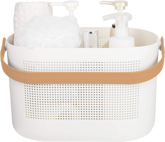 Plastic Storage Baskets with Handles, Shower Caddy Shelf Organizers Basket for Bathroom, Kitchen, Dorm Room, Yellow