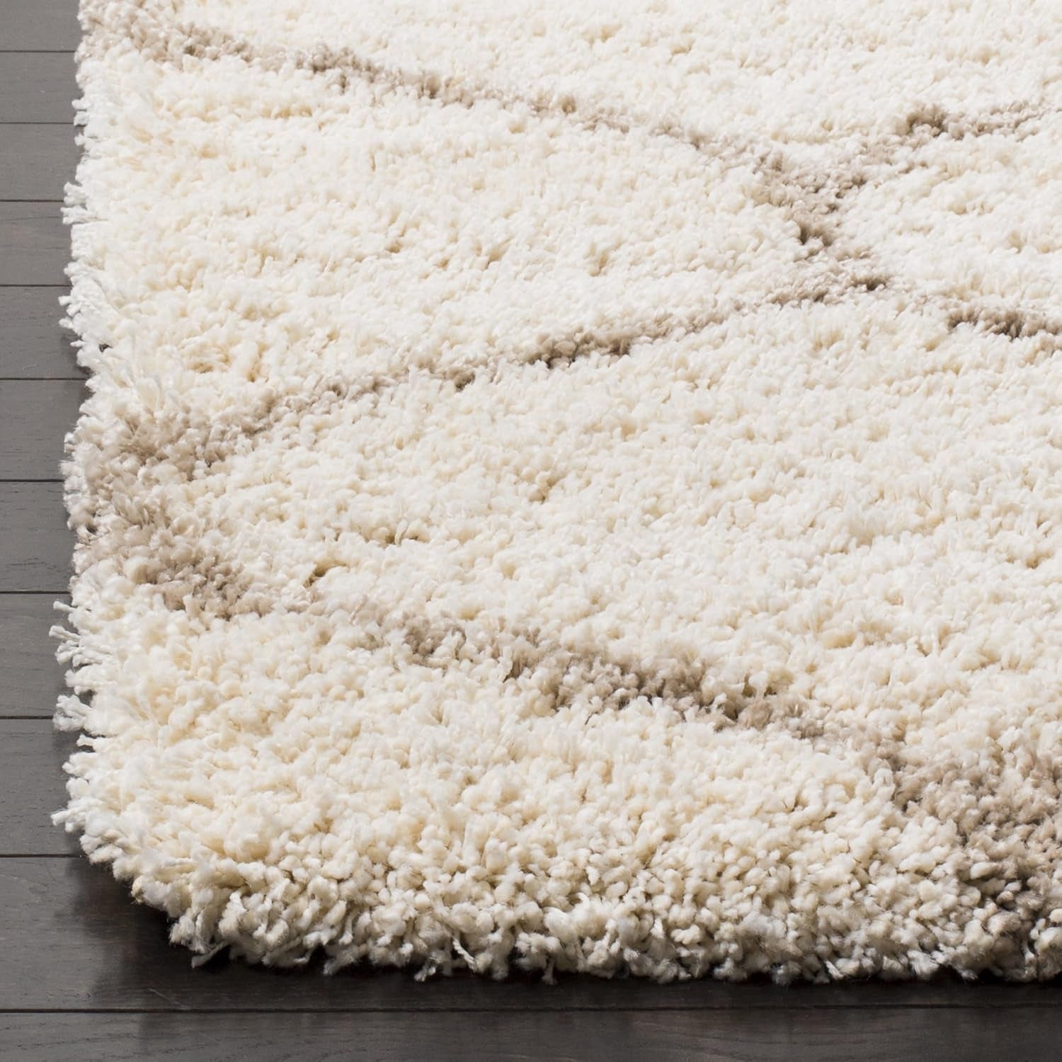 Hudson Shag Collection Runner Rug - 2'3" X 20', Ivory & Beige, Trellis Design, Non-Shedding & Easy Care, 2-Inch Thick Ideal for High Traffic Areas in Living Room, Bedroom (SGH280D)