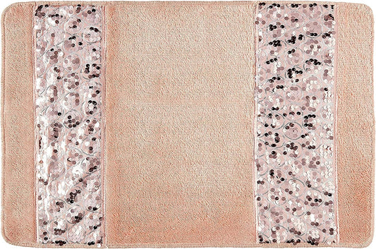 Sinatra Modern Bathroom Rug Classic Luxury Bath Rug Contemporary Decor Blush Bath Mat for Shower Unique Design Stylish Bathroom Rug Bath Shower Tub Decor Bling Silver Mosaic Glass