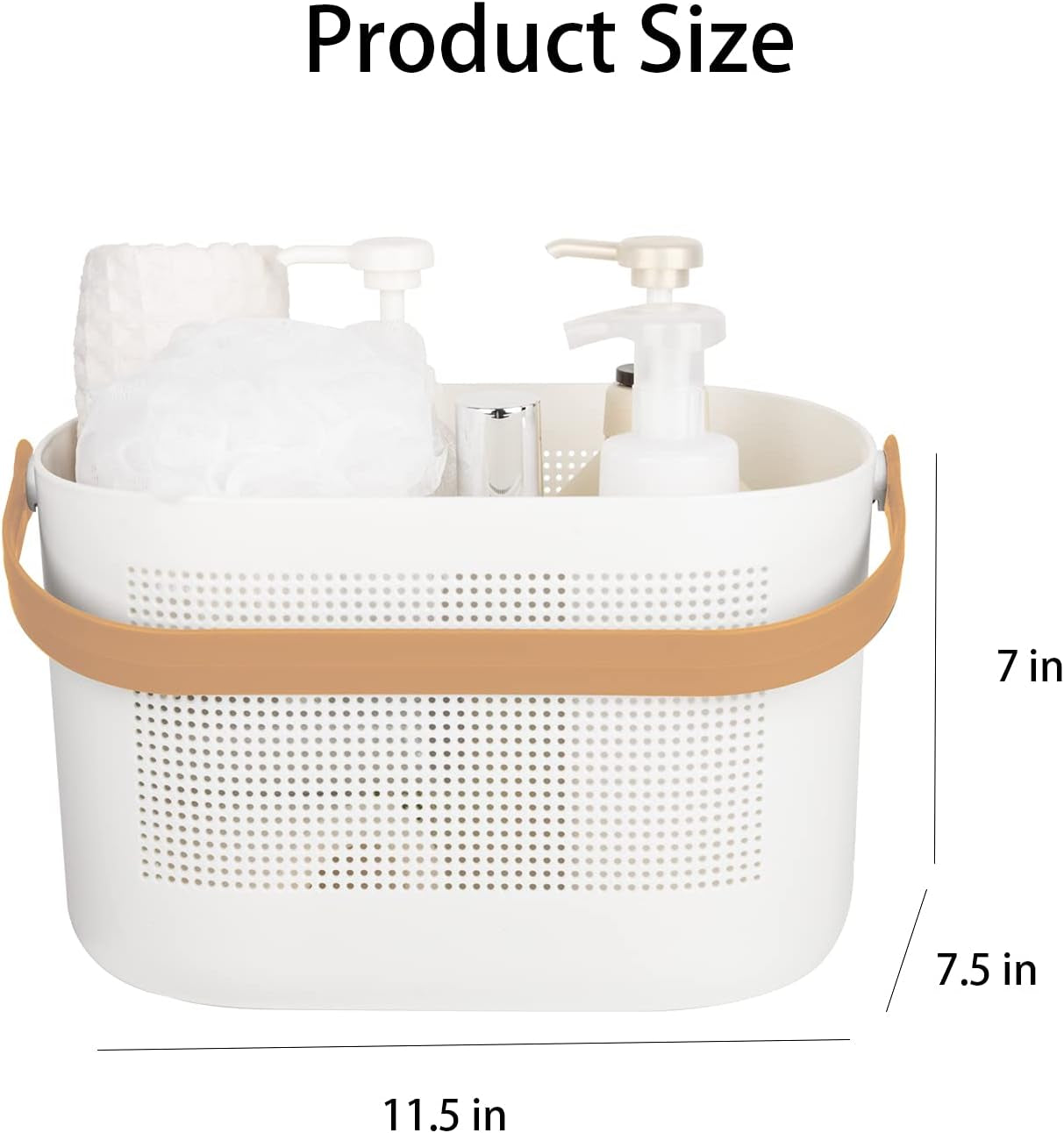 Plastic Storage Baskets with Handles, Shower Caddy Shelf Organizers Basket for Bathroom, Kitchen, Dorm Room, Yellow